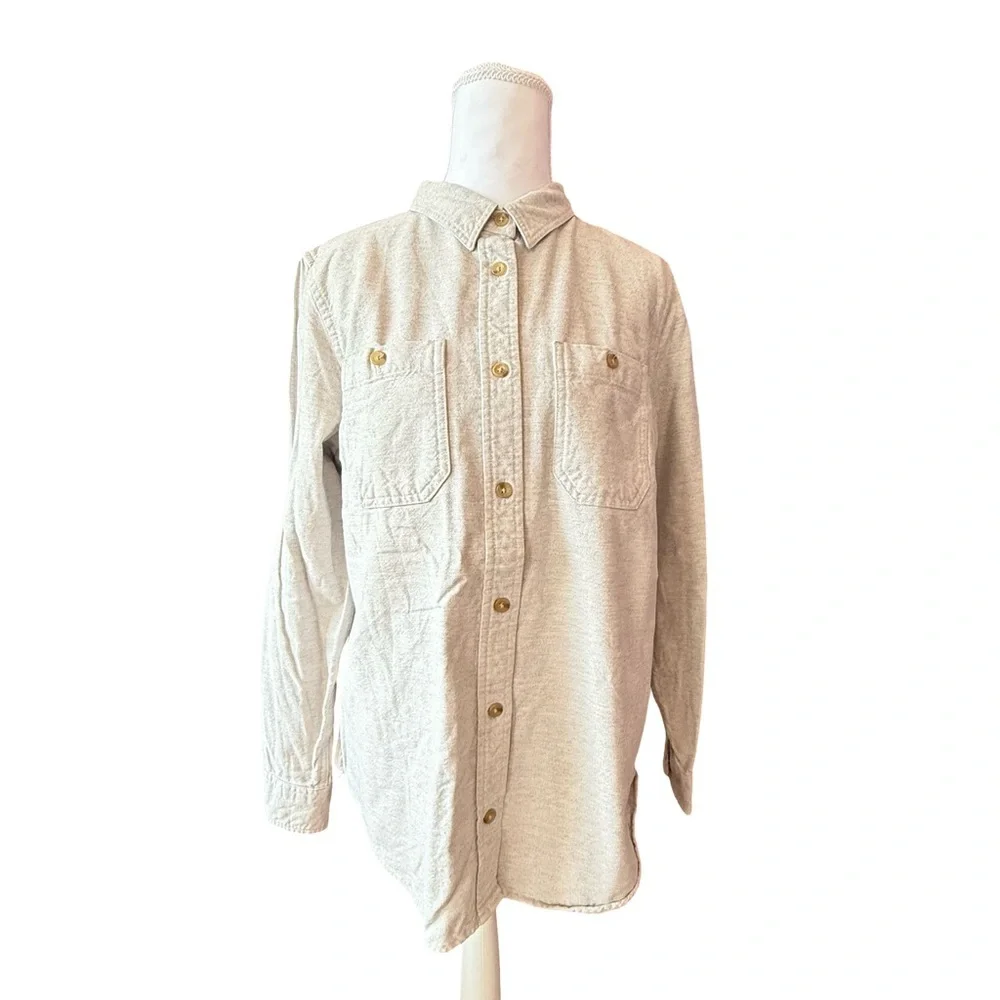 L.L. Bean Women’s Light Gray 100% Cotton Button Down Shirt Size Medium Casual - Picture 6 of 9
